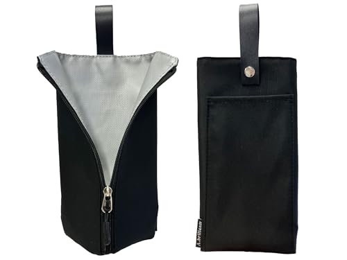 A.brillante ヘアアイロンケース 耐熱 ポーチ Sサイズ 吊り下げ コード収納ポケット ヘアアイロンポーチ カバー 熱いまま収納 ブラック