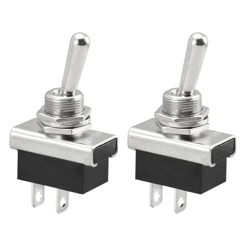 Heschen Interruptor De Palanca De Metal, 12V 25A, Encendido/Apagado, 2 Posiciones, 2 Pines, Para Luz De Salpicadero De Coche (2)