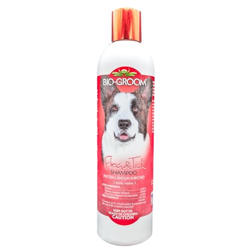 Bio-Groom Flea & Tick Dog Shampoo – Flea and Tick Prevention for Dogs, Cat Flea Treatment, Cruelty-Free, Made in USA, Natural Tick Repellent, Protein-Lanolin Shampoo – 12 fl oz 1-Pack