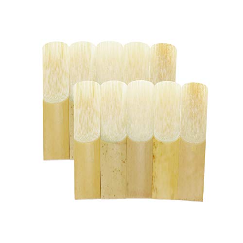 Geesatis 10 Pcs Tenor Sax Reeds Bamboo 2-1/2 Reed Strength 2.5 For Clarinet Saxophone #TOP28