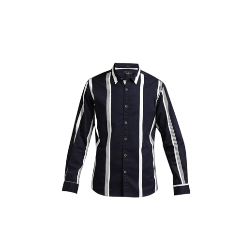 Image of Pepe Jeans Men's Casual Shirt | Striped Shirt for Men| Regular Fit | Vertical Stripes | Full Sleeve | Available in Plus Size