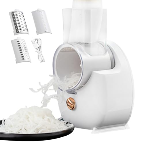 Electric Cheese Grater Automatic Cheese with 3 Attachments USB Vegetable Chopper Cutter Salad Maker for Meat, Fruit, VeggieElectric Grater