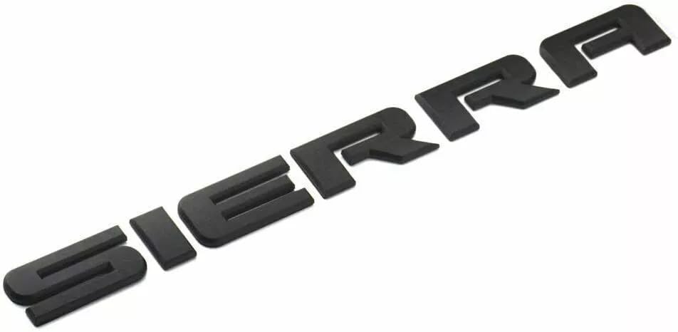 Image of 4Pc Sierra SLE Letter Emblem 3D Badge Front Door /Rear Tailgate Replacement for Sierra (Matte Black)