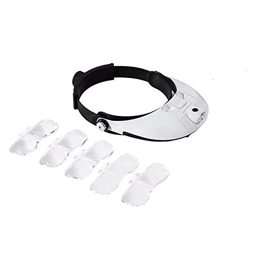 asdchZen Headband Magnifier,Headband Magnifier Soldering Glasses Lamp Light Magnifying Loupe Detachable Headlamp Magnifying Glass Solder With 5 Lens Reading/Obeservation/Repairing