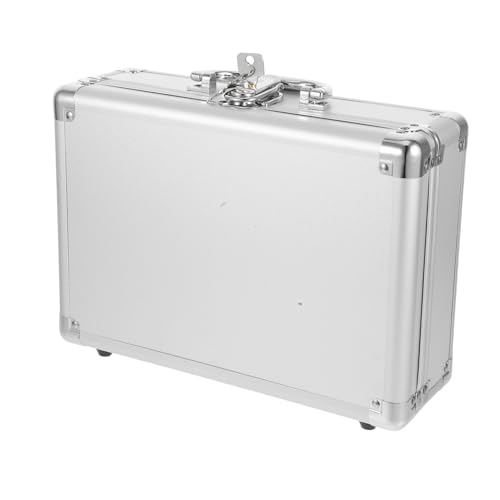 Homoyoyo Aluminum Hard Case Silver Briefcase Men's Tool Storage Box Portable Aluminum Suitcase