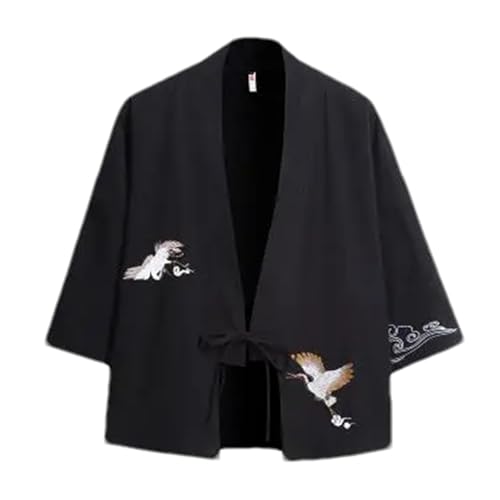 KRUIHAN Japanse kimono, Yukata, Japanse traditionele samurai-uniform, cosplay-kostuum, Japanse stijl, Haori kleding, jas, top, Hakama rok, set, eenheidsmaat (L), Beige, L