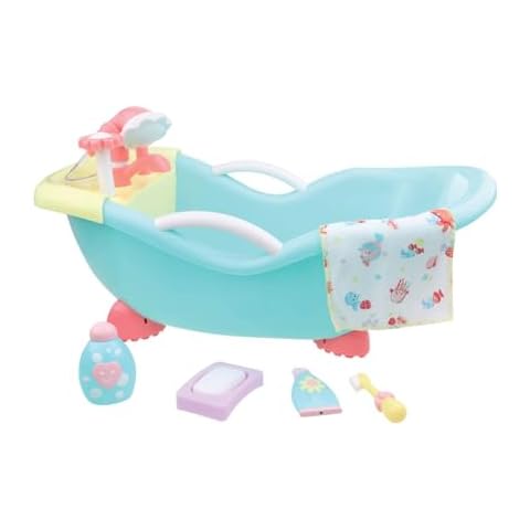 JC Toys - for Keeps Playtime! | Baby Doll Real Working Bath Set | Fits Dolls up to 16" | Shower and Faucet Really Work | Play Accessories | Ages 2+, Pink Cover