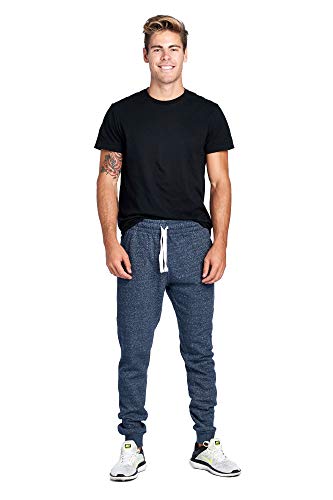 Image of ProGo Men's Casual Jogger Sweatpants Basic Fleece Marled Jogger Pant Elastic Waist