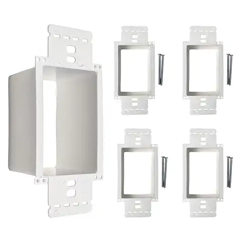 BWP - Electrical Power Outlet Box Extender Kit – Single Gang Box Extender - Single Receptacle Heavy Duty Plastic (5 Pack, White) Cover