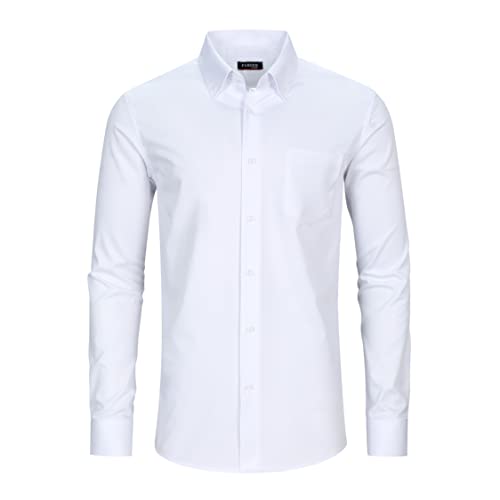 FAHIZO Men's Dress Shirt Regular Fit Soild Casual Business Formal Long Sleeve Button Down Shirts with Pocket2