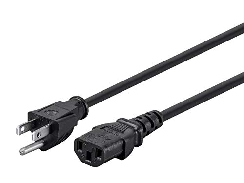 Monoprice 3-Prong Power Cord - 25 Feet - Black | NEMA 5-15P to IEC 60320 C13, 16AWG, 13A