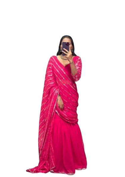 infabzon Women's Georgette Readymade Lehenga Choli Dark Wine Free Size-picture-53