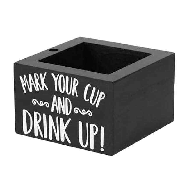 QWORK Disposable Cup Holder with Marker Slot - Solid Wood, Wooden Party Cup Holder, Drink Caddy Dispenser Organizer Drink Up Cup Holder for Kitchen, Parties, Bathrooms, Housewarming Party Decor