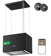 Ciarra Pinnacle Ash Concrete eilandkap, vrijhangend, 48 cm, 700 m³/uur, met Smart Wi-Fi App 4 niveaus Boo...