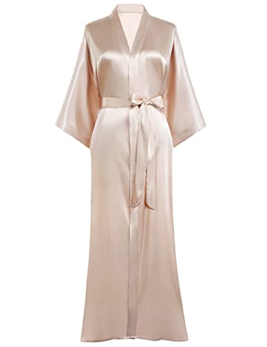 Image of PRODESIGN Satin Kimono Robe Women Long Silky Kimono Bathrobe Sleepwear Wedding Bridesmaid Robe