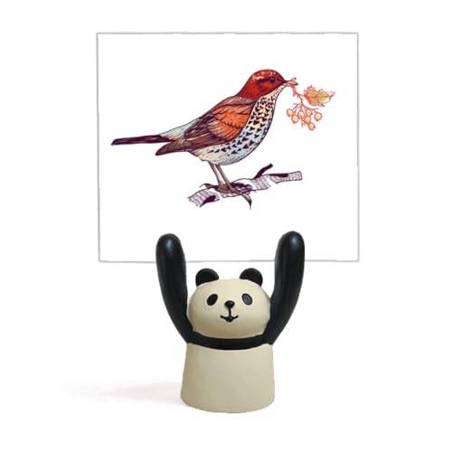 Support mémos oiseau branche panda - Statuette décorative en résine peinte