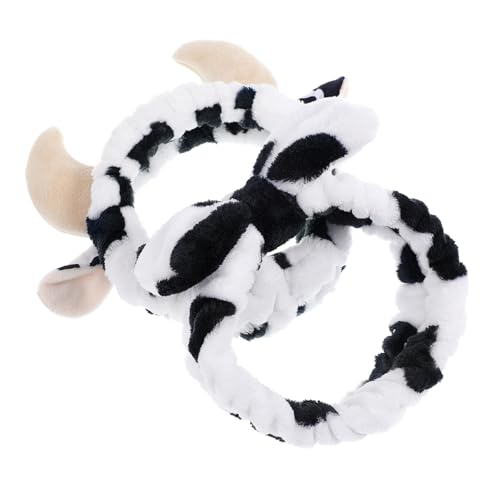 FOYTOKI 2個牛柄 リボン付きヘッドバンド 洗顔 メイク お風呂 上げ髪用 ヘアアクセサリー 女性 女の子用