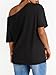 LILLUSORY Off The Shoulder Tops Oversized Tshirts Short Sleeve Basic Tee 2026 Casual Trendy Cute Asymmetrical Summer Fashion Clothes Black S