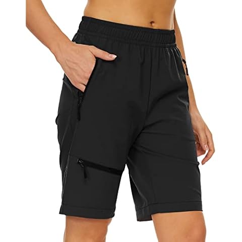 REYSHIONWA Womens Cargo Shorts Quick Dry Lightweight UPF 50+ Summer Athletic Hiking Travel with Zipper Pockets Black Cover