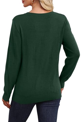 WIHOLL Sweaters for Women V Neck Long Sleeve Tops Fashion Lightweight Pullover Clothes Fall Outfits 2025