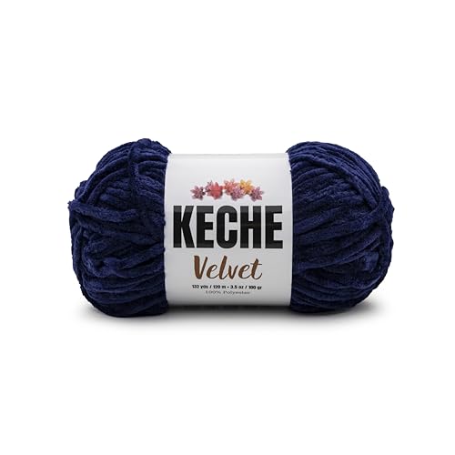 Image of Keche Velvet Yarn for Crocheting, Soft Chenille Bulky Baby Blanket Amigurumi Yarn 100 gr (132 yds) - Navy Blue