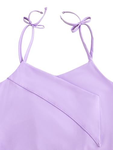 Image of Girl's 2 Piece Outfits Casual Button Spaghetti Strap Knot Cami Top and High Waist Wide Leg Pants Set