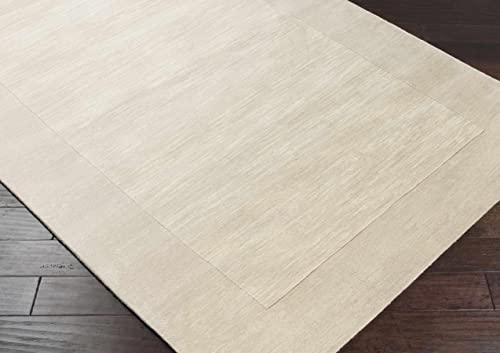 Hauteloom Ronkonkoma Wool Hallway, Kitchen Runner Rug - Solid & Border - Beige - 2'6" X 8' #TOP6