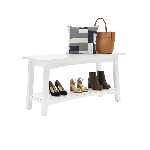 Craftsbury 36-Inch Solid Wood Entryway Bench with Storage Shelf –