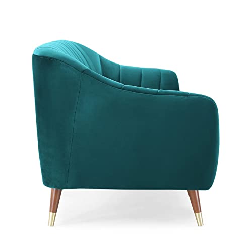Image of AMATA Marino 3 Seater Ocean Blue Suede Velvet Fabric Sofa Set with Two Cushions Perfect for Home Office Guests Living Room (01 Blue, 3 Seater)(3 Year Warranty)