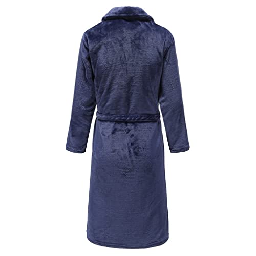Flannel Men Nightwear Negligee Winter Coral Fleece Gown Sleepwear Home Clothing Thick Bathrobe Belt Pocket Nightgown3