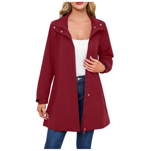 Manteau cintré veste avec capuche de pluie élégant pour femme