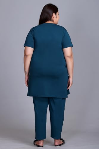 Image of In Love Women's Plus Size Graphic Printed Cotton Night Suit Set Short Sleeve