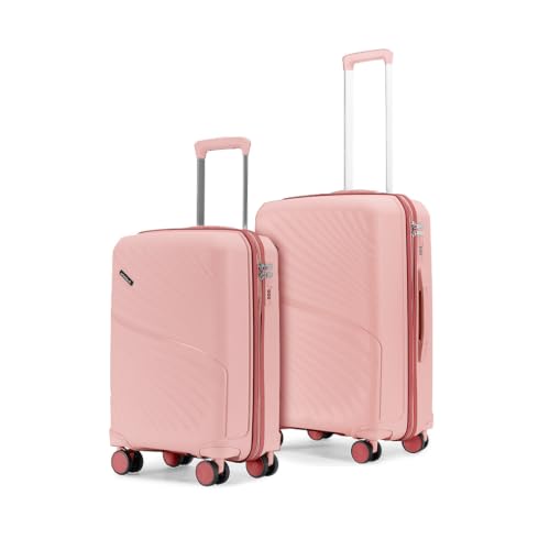 Image of Meridian Set of 2 Trolley Bags Cabin + Medium Polypropylene Hard Suitcase, 8 Spinner Wheels, 2-Pocket Convipack, Recessed Number Lock for Men & Women Blossom Pink /Megenta Pink
