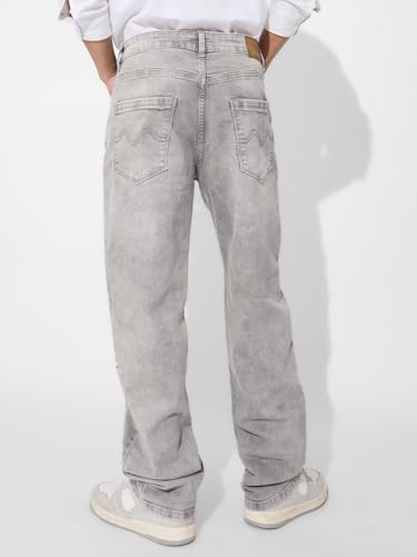 Image of The Souled Store Straight-Fit Denim: Men and Boys Cotton Blend Straight Fit Cargo Pockets Lightweight Everyday All-Season Denim Jeans
