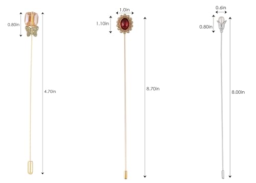 Image of Alilang 3Pcs Vintage Style Hat Lapel Brooch Pins with Flexible Bendable Design for Secure Fit on Hats, Scarves, and Suits