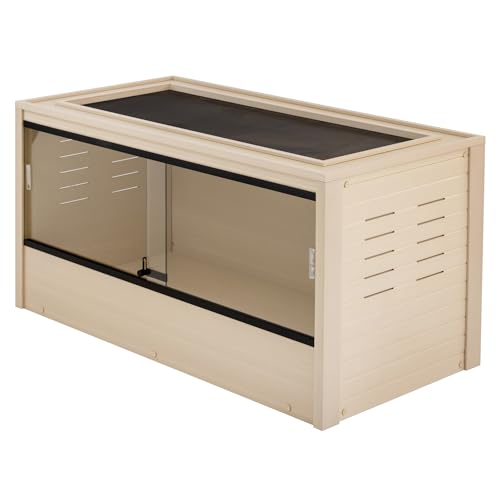 Image of New Age Pet ECOFLEX 48 inch Wide Large Reptile Habitat, Mojave Lounge for Snakes, Tortoises & Lizards in Maple, Black & Grey, Easy Assembly, Sliding Glass Doors & Mesh Top