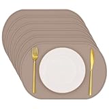yuuzue Silicone Placemat Set of 6, Heat Resistant Placemats for Dinning Table, Reusable Portable Kids Baby Placemats, Waterproof Stain-Proof Toddler Food Mats, Easy to Clean Silicone Mat Oval Placemat