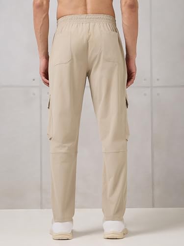 Image of TECHNOSPORT Men's Regular Fit Active Out Cargo Track Pants with UPF50+, Quick Dry for Gym, Sports & Regular Use