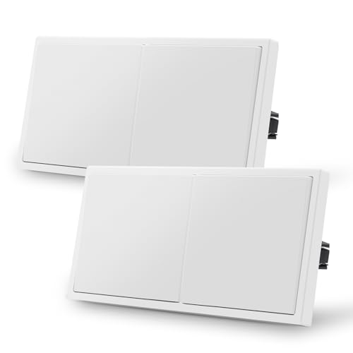 MVAVA Lichtschalter Unterputz, Standard Lichtschalter 1 Fach 1 Weg, Kunststoffe Wandschalter 80mm x 150mm, 2 Pack Weiß, M2-Serie