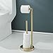 Porte Papier Toilette sur Pied - Support de Porte-Rouleaux de Papier avec Stockage - Porte-Papier Hygiénique Distributeur avec Réserve - Or Brossé - Acier Inoxydable 304 SHUNLI