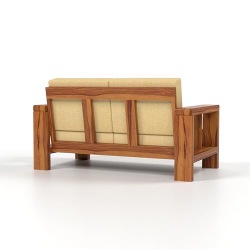 Image of Solid Sheesham Wood 4 Seater Sofa Set for Living Room I Wooden Sofa Set for Living Room Furniture 2+2 (Honey, 4 Seater)