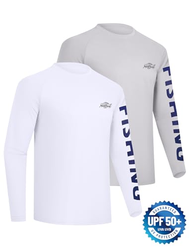 2 Pack Fishing Shirts for Men Long Sleeve UPF 50+ Sun Protection Shirt Moisture Wicking Rash Guard T-Shirt2
