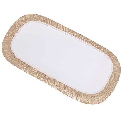 Image of SiinvdaBZX 2 Pcs Satin Bassinet Sheets for Baby Hair, Beige & Sage Green | Silk-Like Soft Bassinet Fitted Sheets for Hourglass, Oval & Rectangular Bassinet Mattress