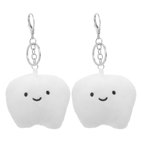 TENDYCOCO 2 Pezzi Portachiavi Peluche Morbido a Forma Di Dente Ciondolo Divertente Per Borse E Chiavi Regalo Ideale Per Coppie E Amici