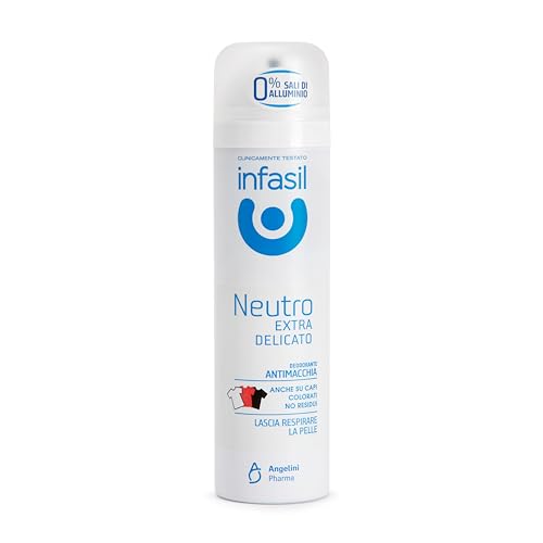 Infasil Deodorante Spray Neutro Extra Delicato, Formula Delicata che Lascia Respirare la Pelle, Senza Sali di Alluminio, Efficace Fino a 24H, Formula Antimacchia, 150 ml.