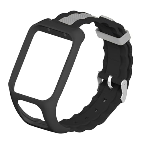 BEBEMOKO Elegante correa de repuesto compatible con TOMTOM Runner 3, correa de reloj de pulsera negra y gris, accesorios elegantes, diseño duradero para uso diario, Size 2, Silicona, No es una piedra