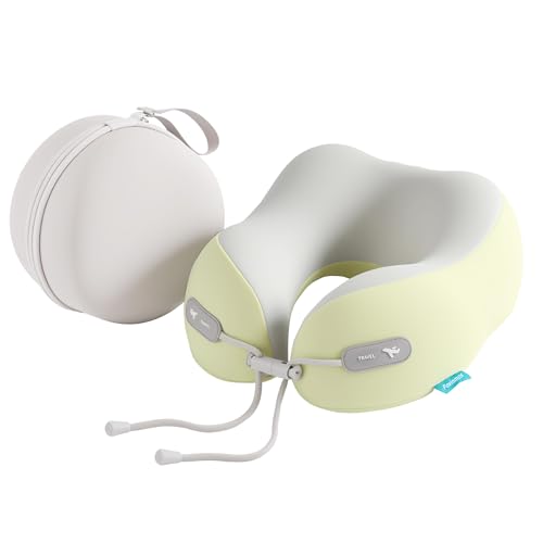 Image of Travel Pillow with Cool Material,Neck Pillow for Traveling 100% Pure Memory Foam,Travel Neck Pillow with Hard Case, Airplane Pillow for Traveling,Travel Essentials(Green)
