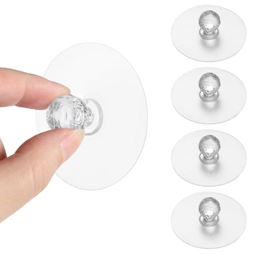 Ptwola 4 pomelli autoadesivi per cassetti e armadietti, senza trapano, in acrilico trasparente, a forma di diamante, per armadio, cucina, libreria, finestra, comò, mobili, porte, bagno