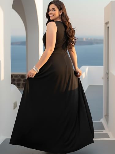 Image of KOH KOH Womens Sleeveless Flattering Dressy Long Pant Cape Elegant Jumpsuit