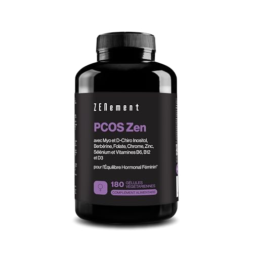 PCOS Zen - Myo-Inositol et D-Chiro-Inositol 40:1 - Formule Complète pour les Ovaires Polykystiques (SOPK/PCOS) - Équilibre Hormonal et Soutien Métabolique Féminin - 180 Gélules Végétales - Zenement